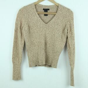 Vintage S M Sweater Y2K V Neck Pullover Preppy Academia Granola Girl Minimal 90s